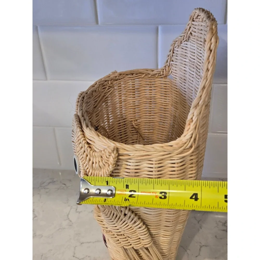 Unbranded Owl Wicker Wall Basket Tan Excellent Boho Rattan Hanging Pocket Decor - Picture 12 of 14